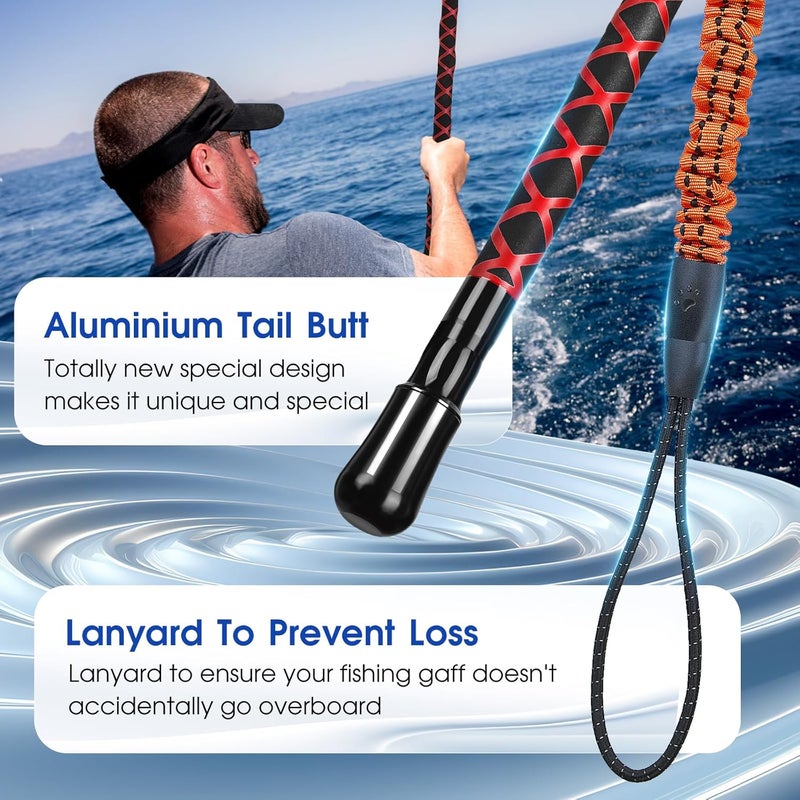 FISHAPPY Fishing Gaff Saltwater Fish Gaff with S316 Stainless Steel Fishing Hook Carbon Fiber Fishing Gaff - Image 4